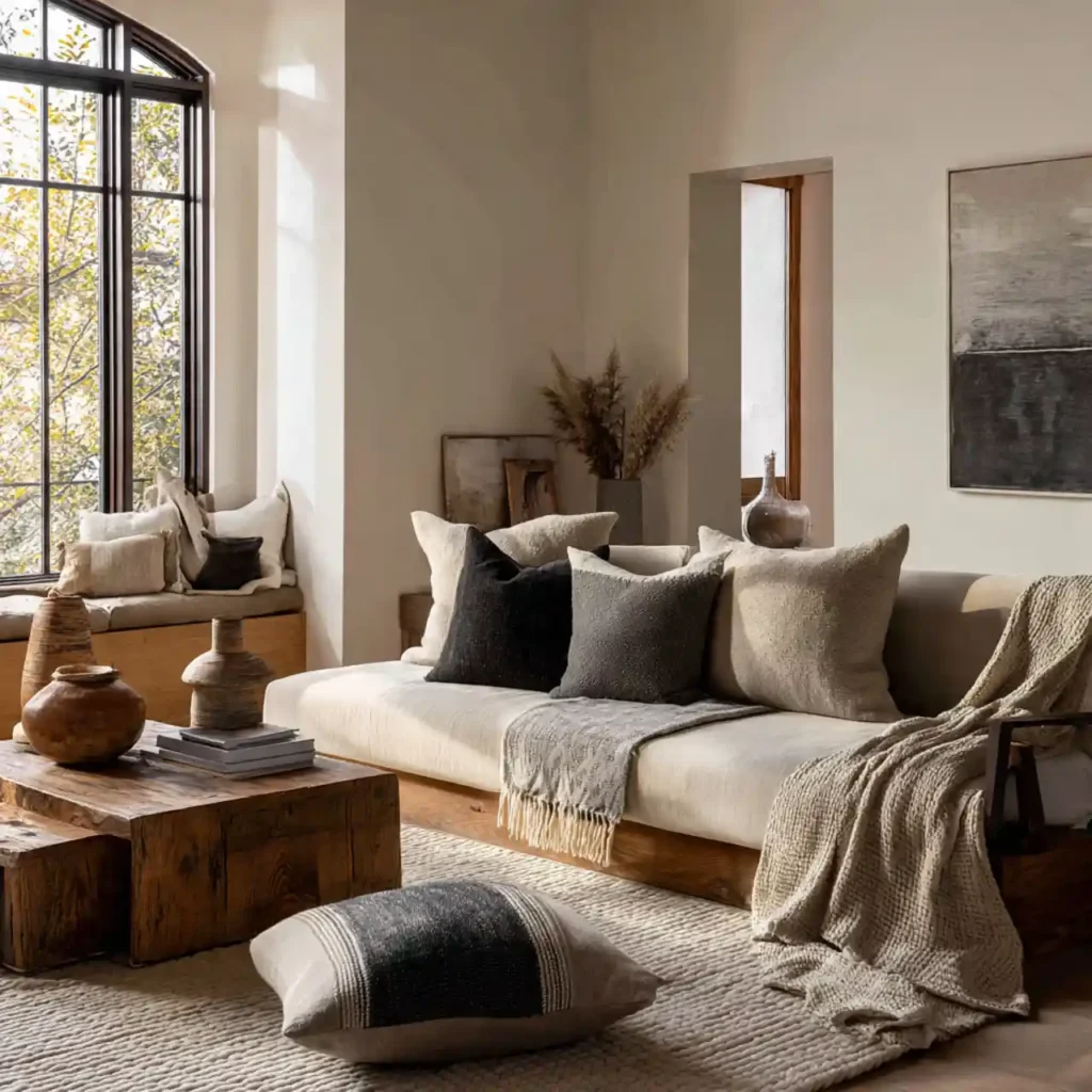 5- West Japandi Fusion Living Room Idea