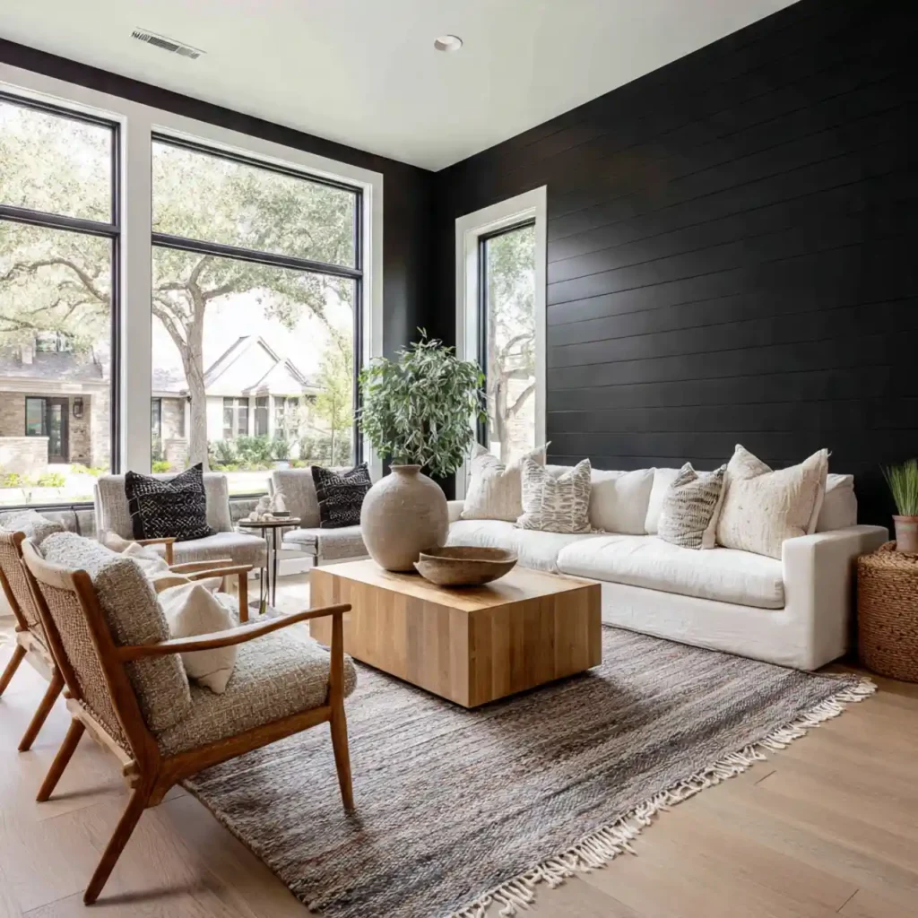6-Black Shiplap Living Room Idea