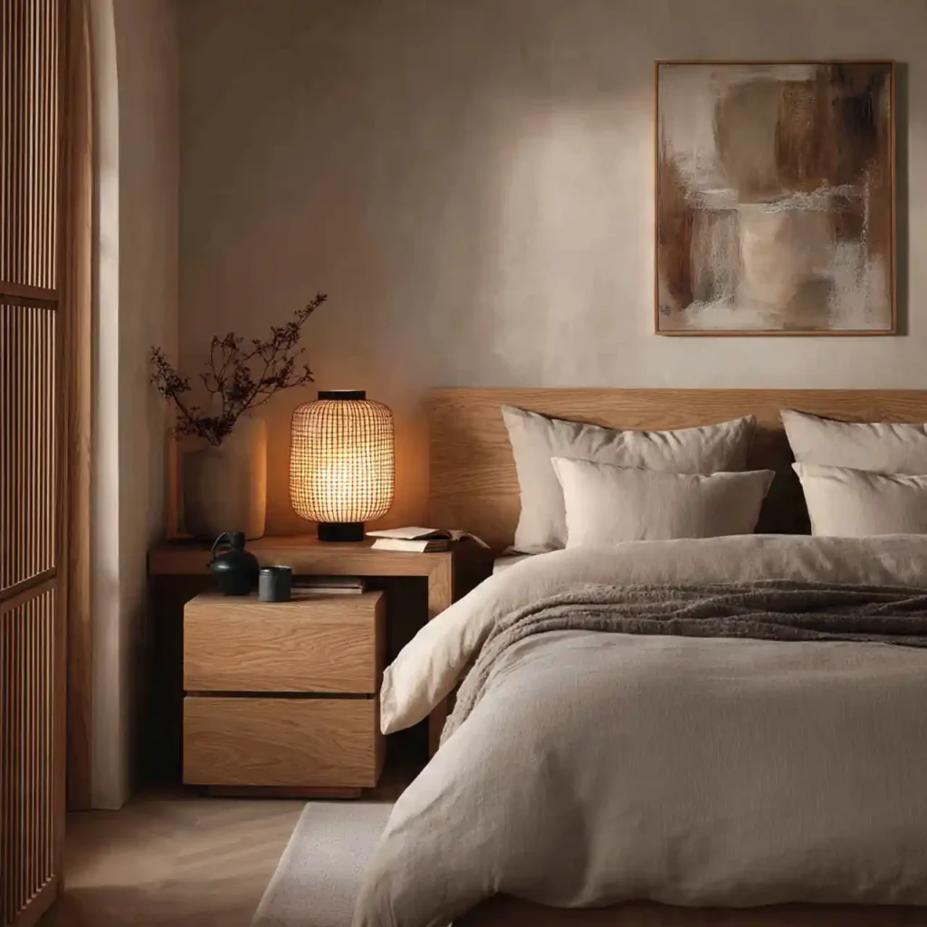 6-Wood Tone Japandi Bedroom Idea