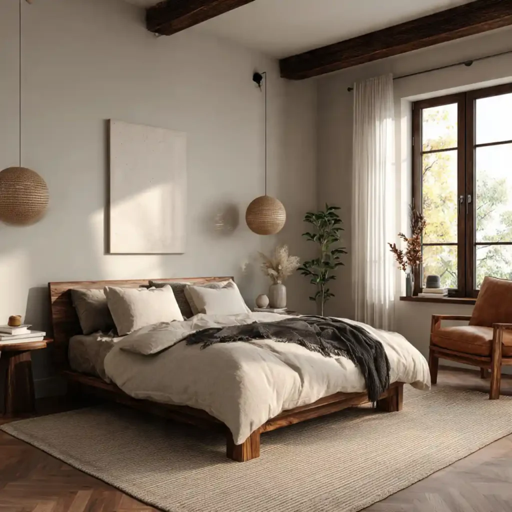 7-Wood Tone Japandi Bedroom Idea