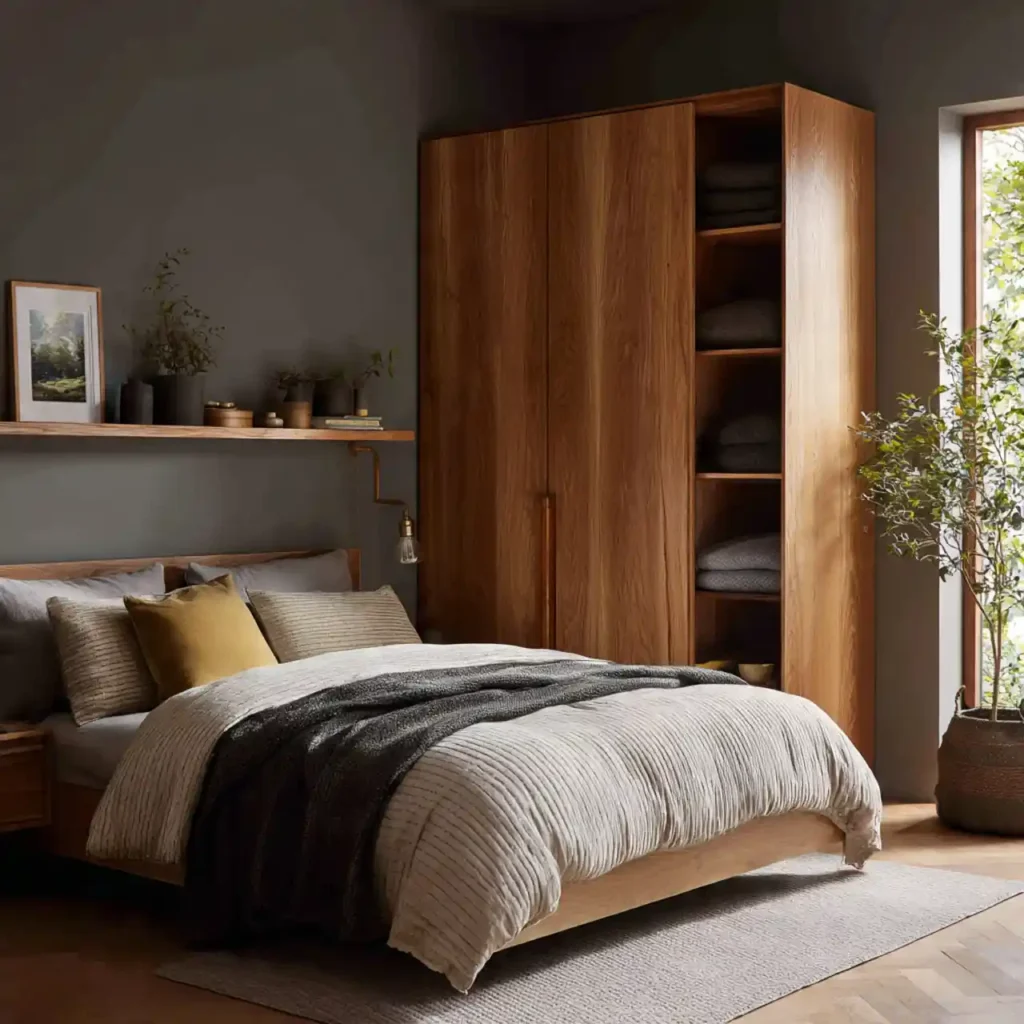 9-Wood Tone Japandi Bedroom Idea