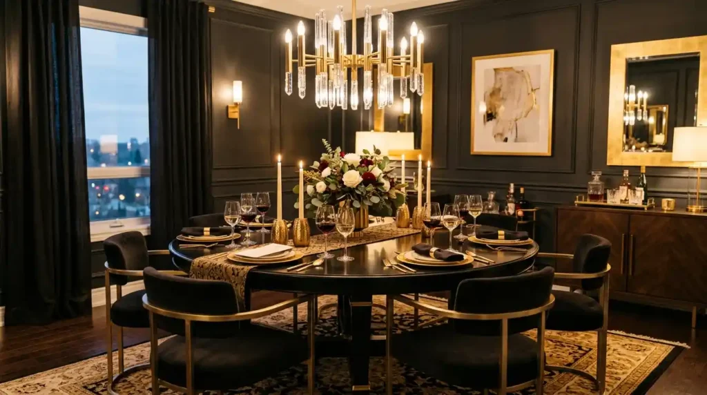 1-Black Dining Table Decor Ideas