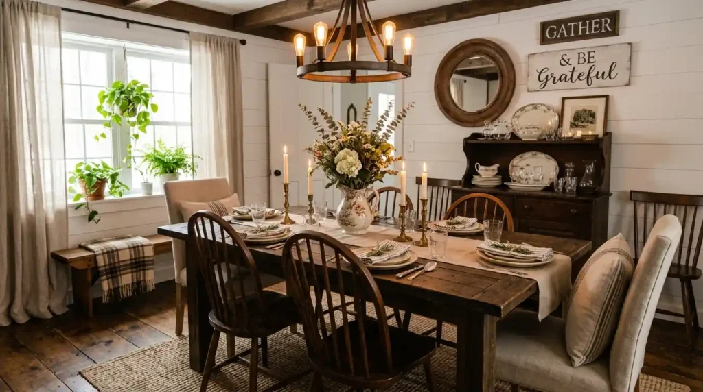 1- Dark Wood Dining Table Ideas