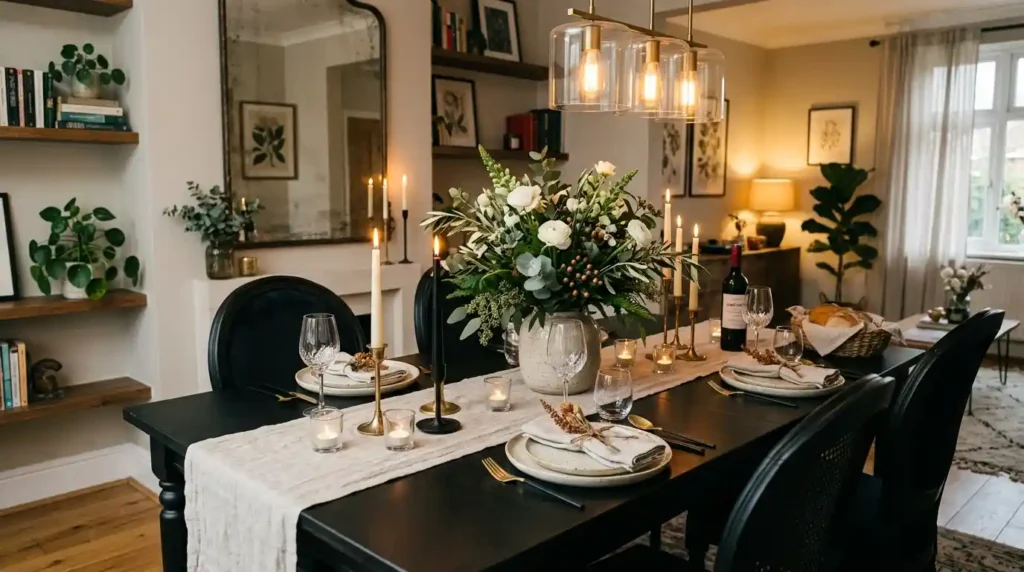 11-Black Dining Table Decor Idea