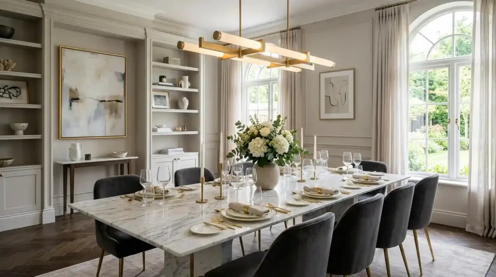 11-Linear Chandelier Dining Room Idea