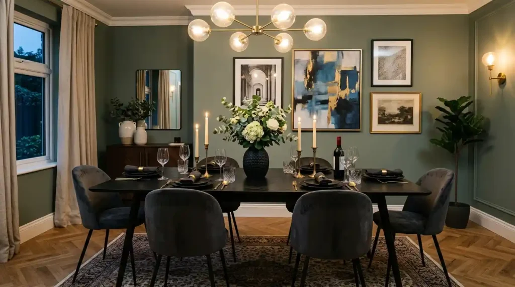 13-Black Dining Table Decor Idea