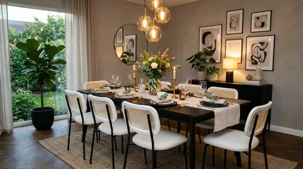 14-Black Dining Table Decor Idea