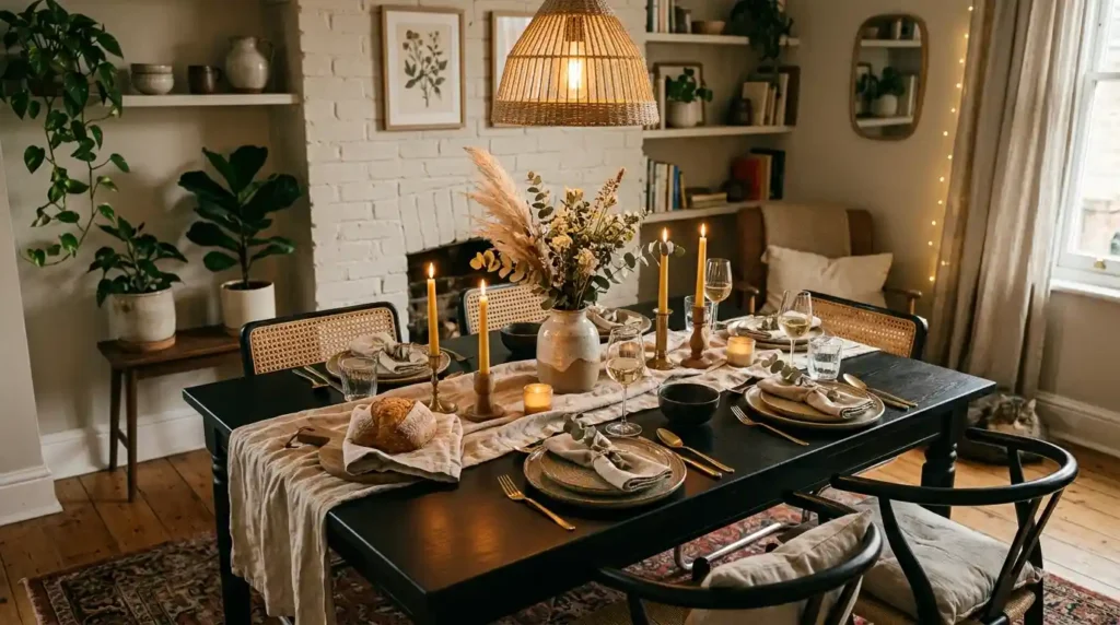 15-Black Dining Table Decor Idea
