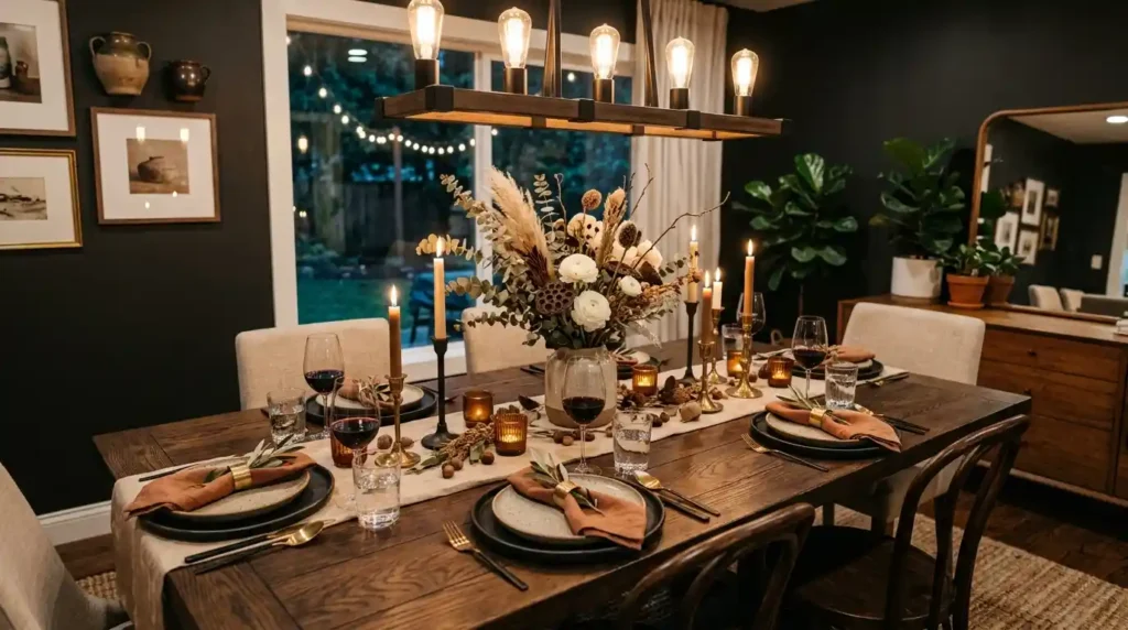 16-Dark Wood Dining Table Idea