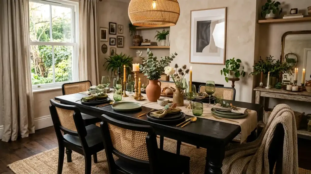 18-Black Dining Table Decor Idea
