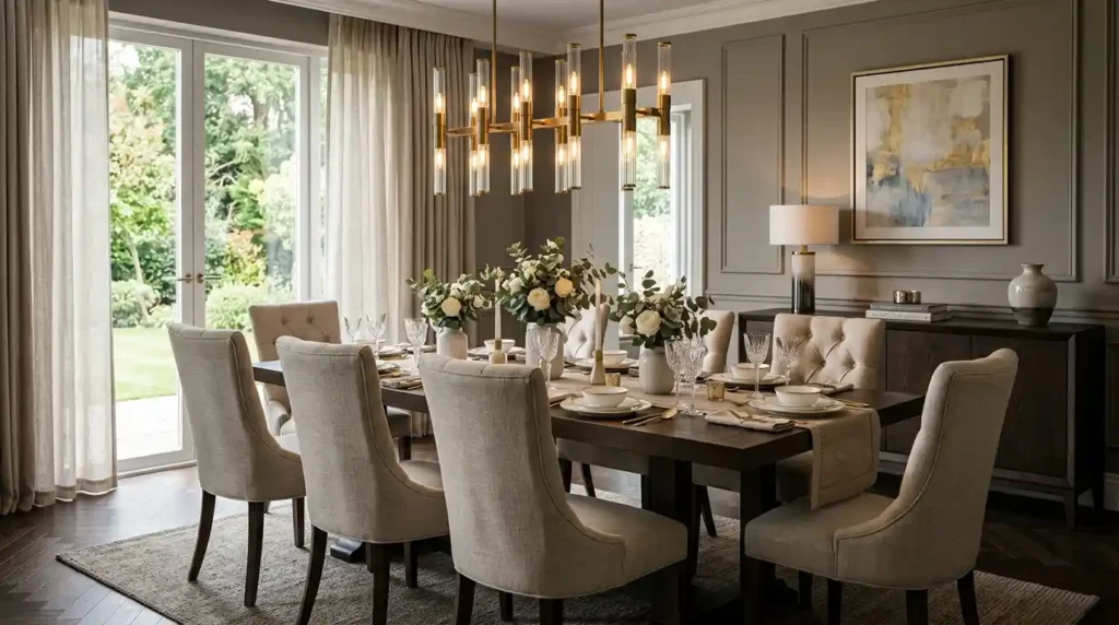 18-Linear Chandelier Dining Room Idea