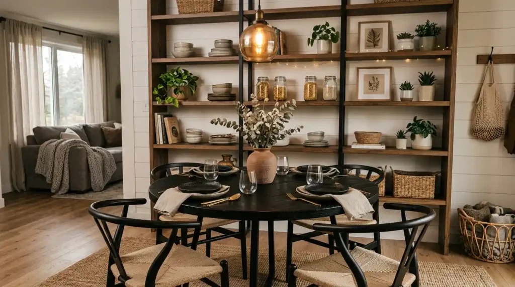 19-Black Dining Table Decor Idea