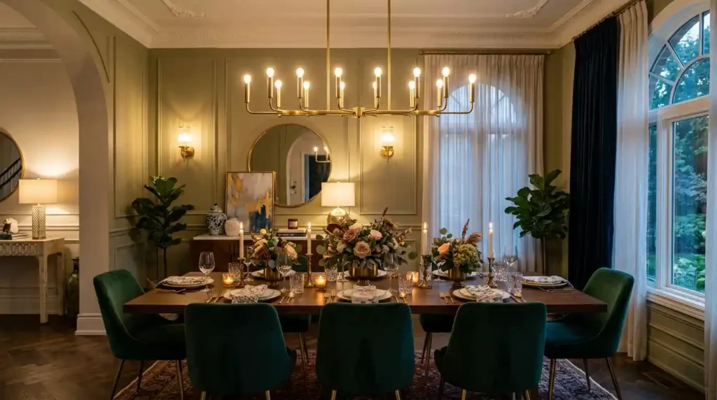 2- Linear Chandelier Dining Room Idea