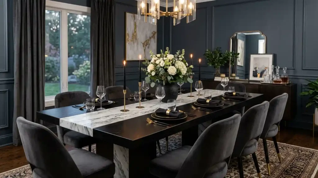 20-Black Dining Table Decor Idea