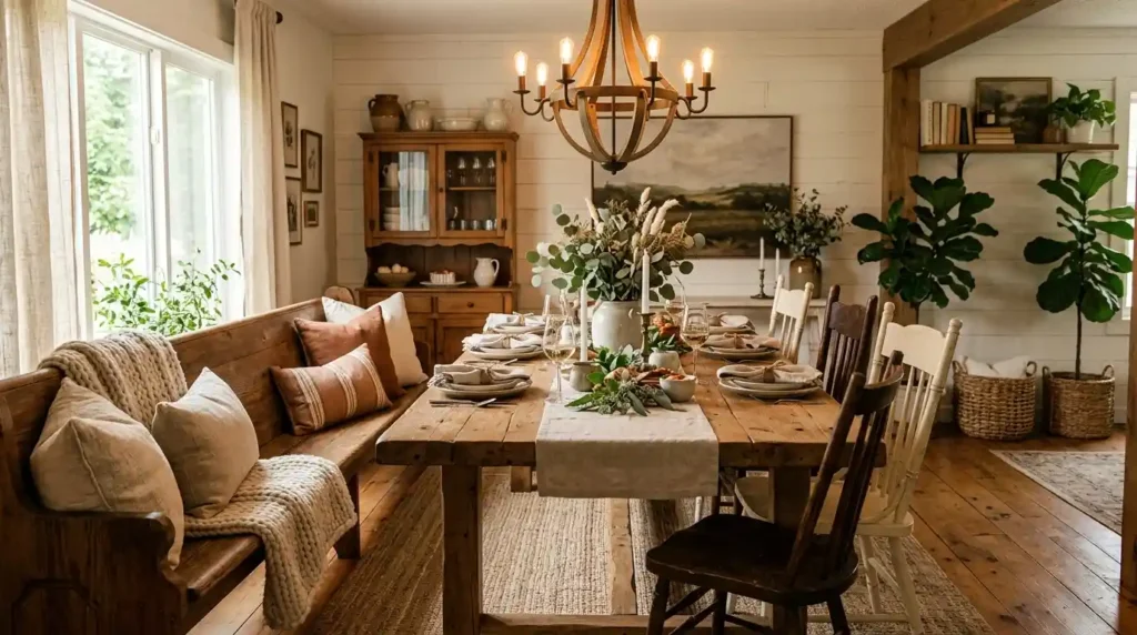 21-Dining Table With Bench Idea