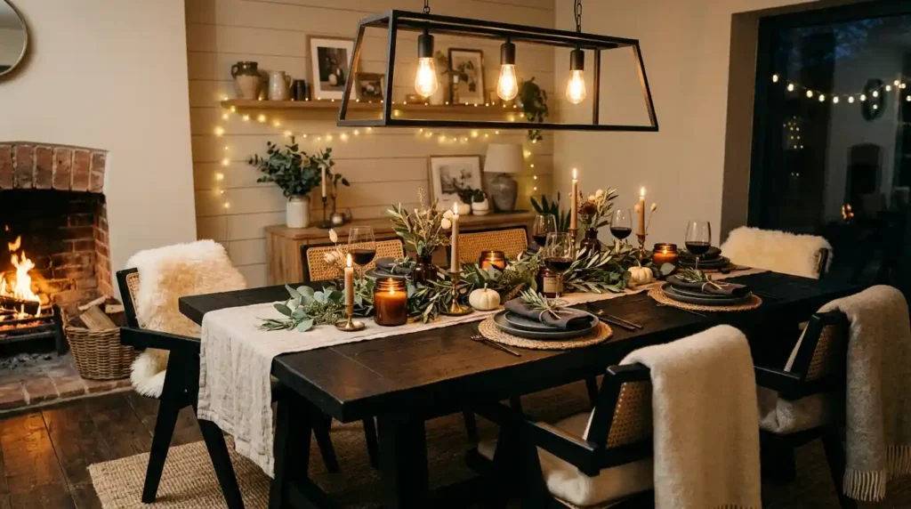 22-Black Dining Table Decor Idea