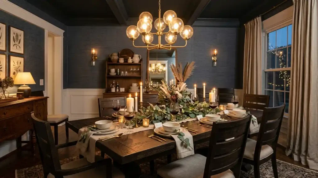 23-Dark Wood Dining Table Idea