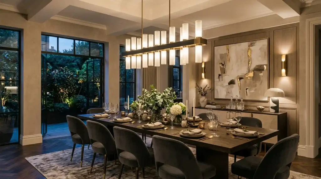 23-Linear Chandelier Dining Room Idea