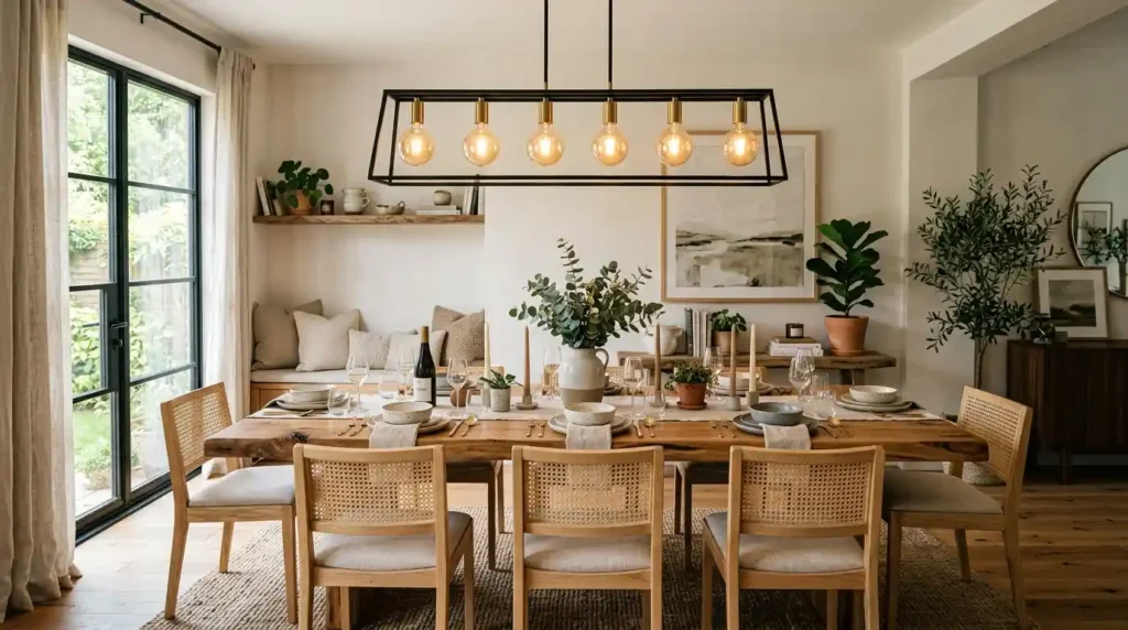 3- Linear Chandelier Dining Room Ideas
