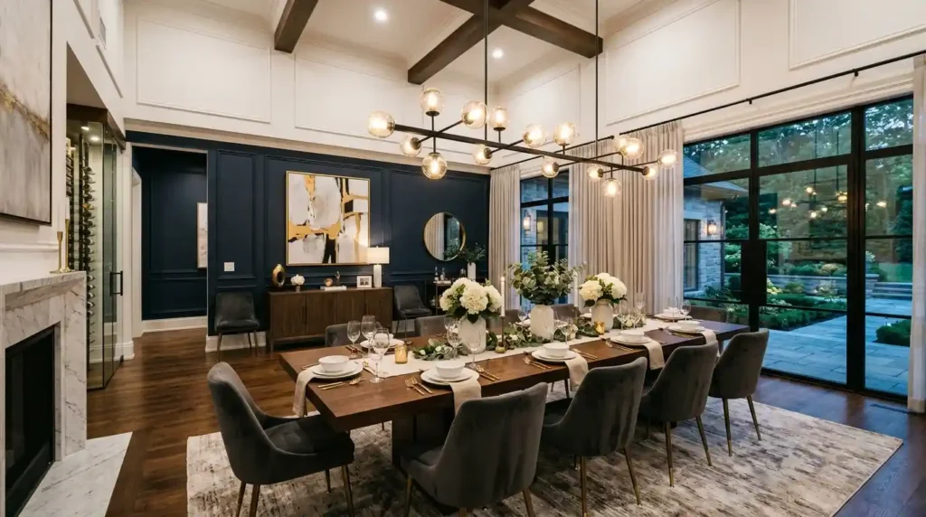 4- Linear Chandelier Dining Room Idea