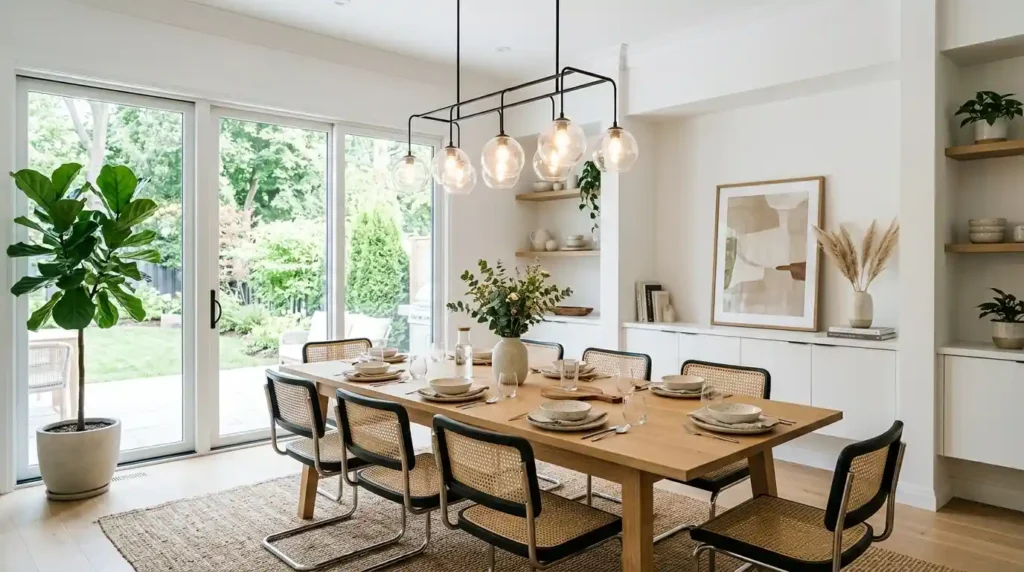 5- Linear Chandelier Dining Room Idea