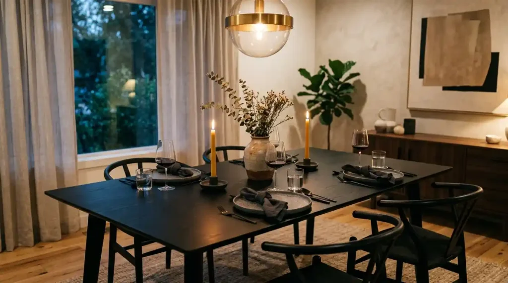 6-Black Dining Table Decor Idea