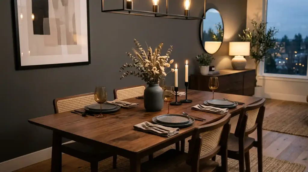 6-Dark Wood Dining Table Idea