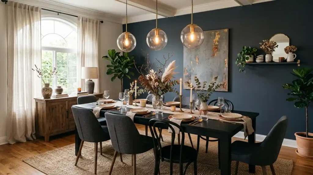 8-Black Dining Table Decor Idea
