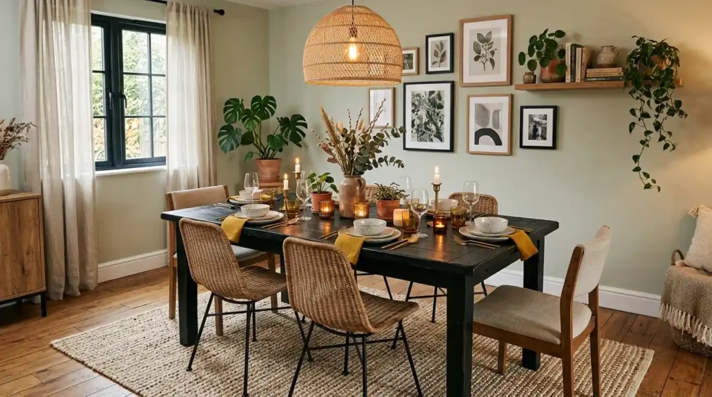 9-Black Dining Table Decor Idea